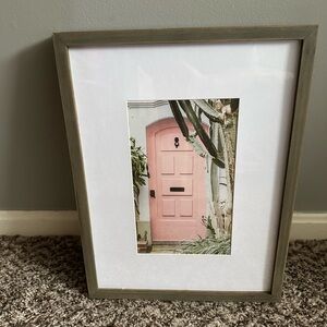 Wood Framed Wall Art with Pink Door